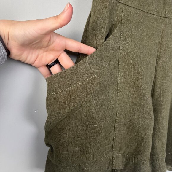Formation Design Studio Green Linen Canvas Casual Shorts Women's Sz. S Summer - Picture 3 of 4